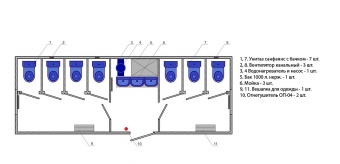Чертеж Вагон-дом санузел 8000х2500 мм