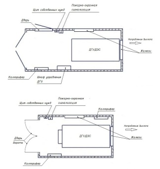 Чертеж Блок контейнер для размещения ДГУ на раме 12000х2450х2700 мм